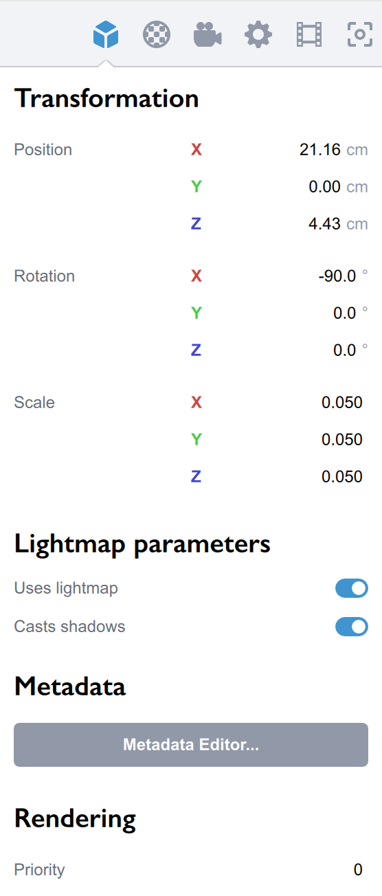 Node properties panel in Koru