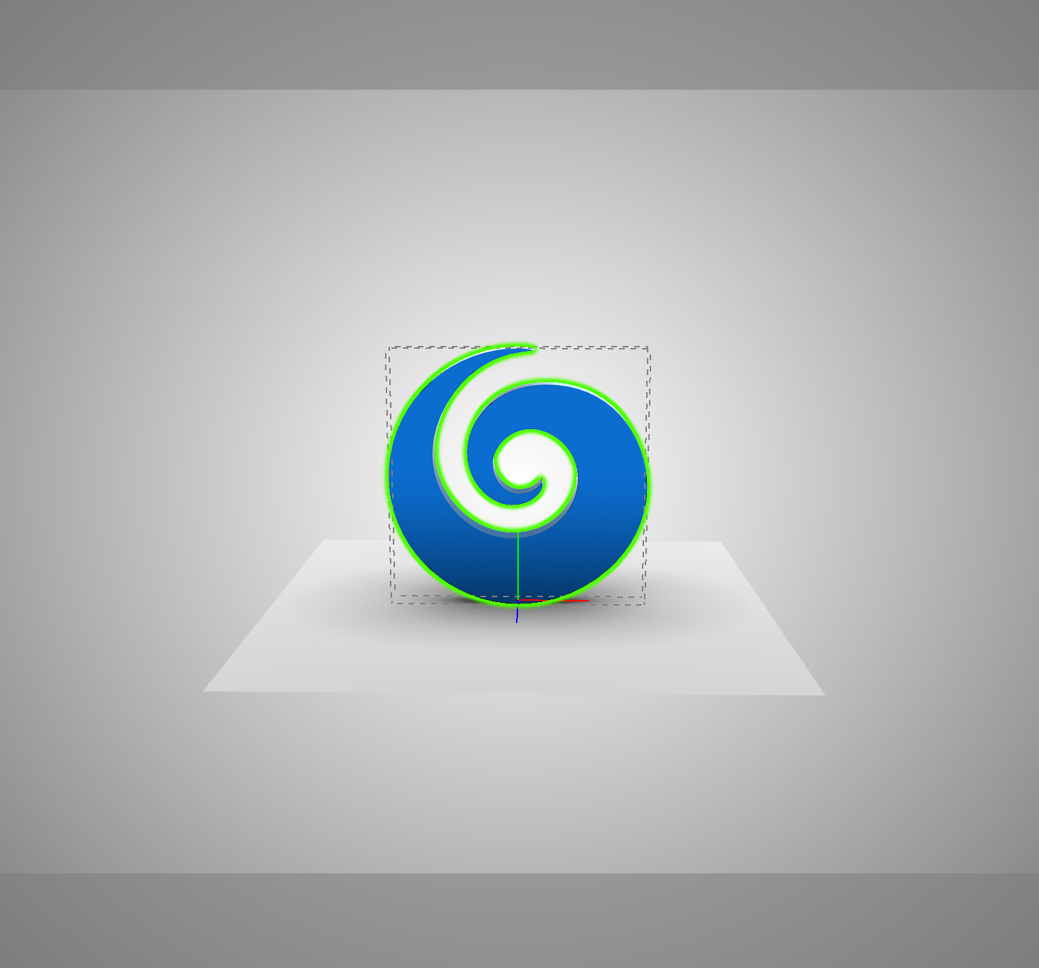 Simple Koru scene of plane and sphere