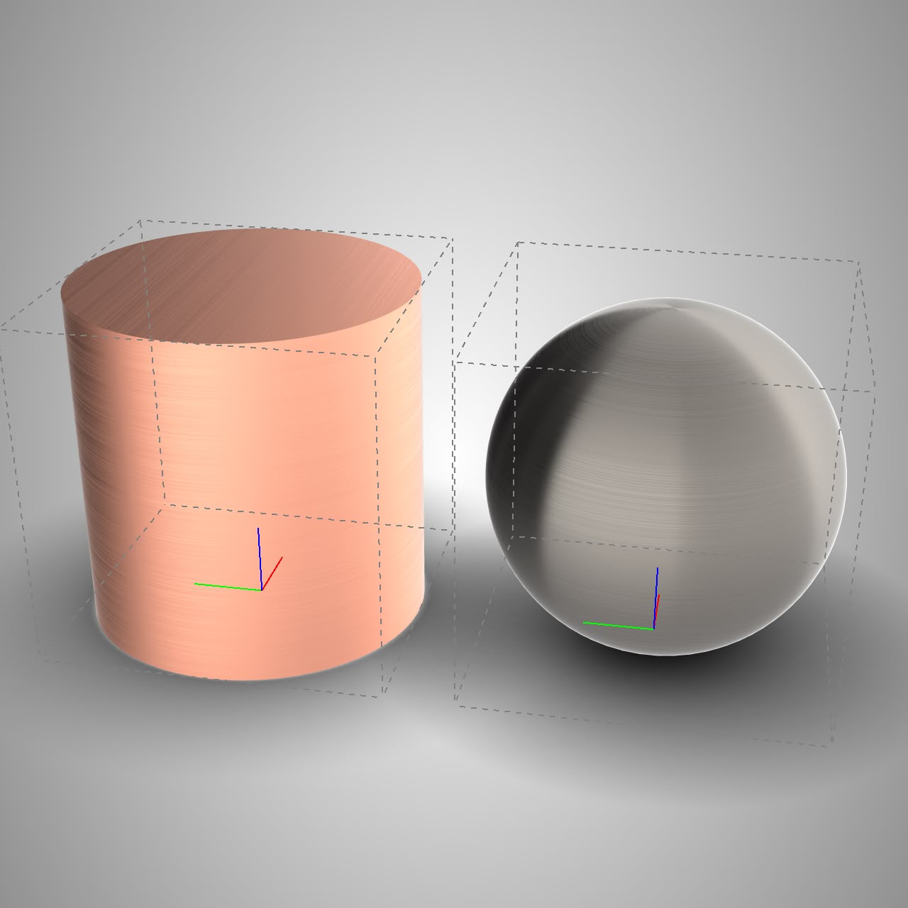 Koru scene with box and sphere